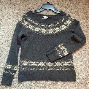 Sundance small women’s sweater. Grey color with gold and white designs